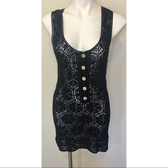 Free People Tops - Free People Navy Crochet Knit Sleeveless Tunic